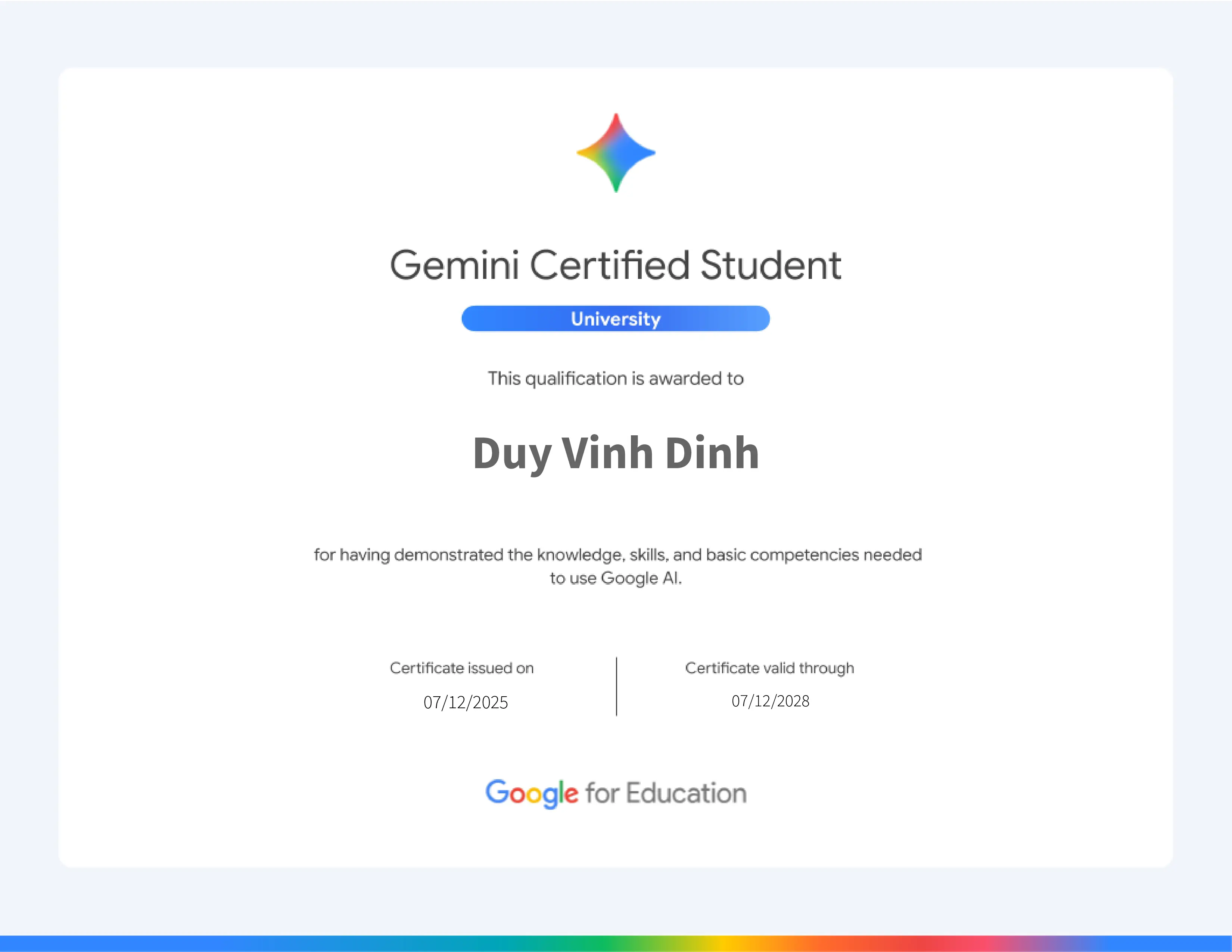 Gemini Certified University Student