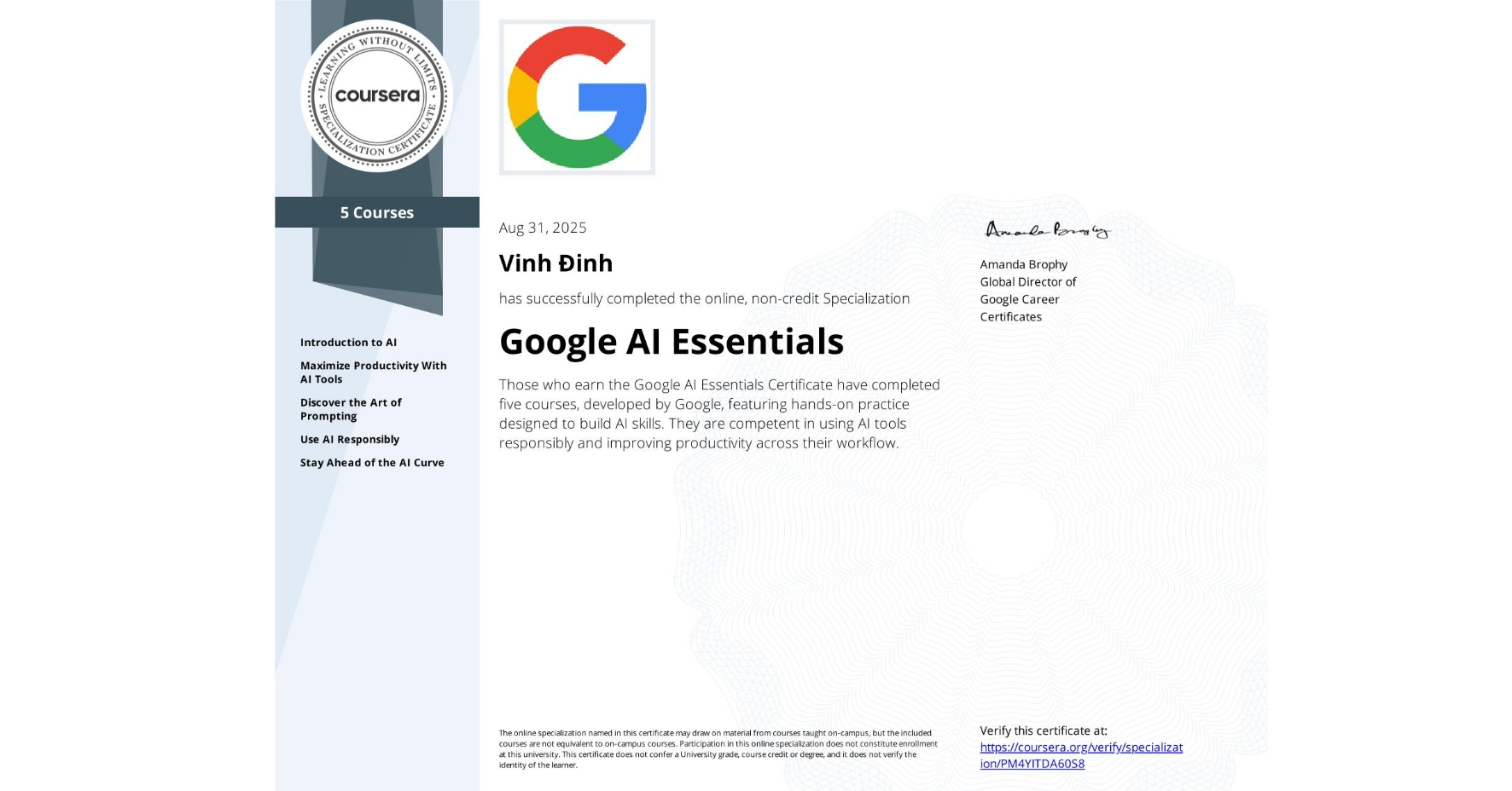 Google AI Certificate