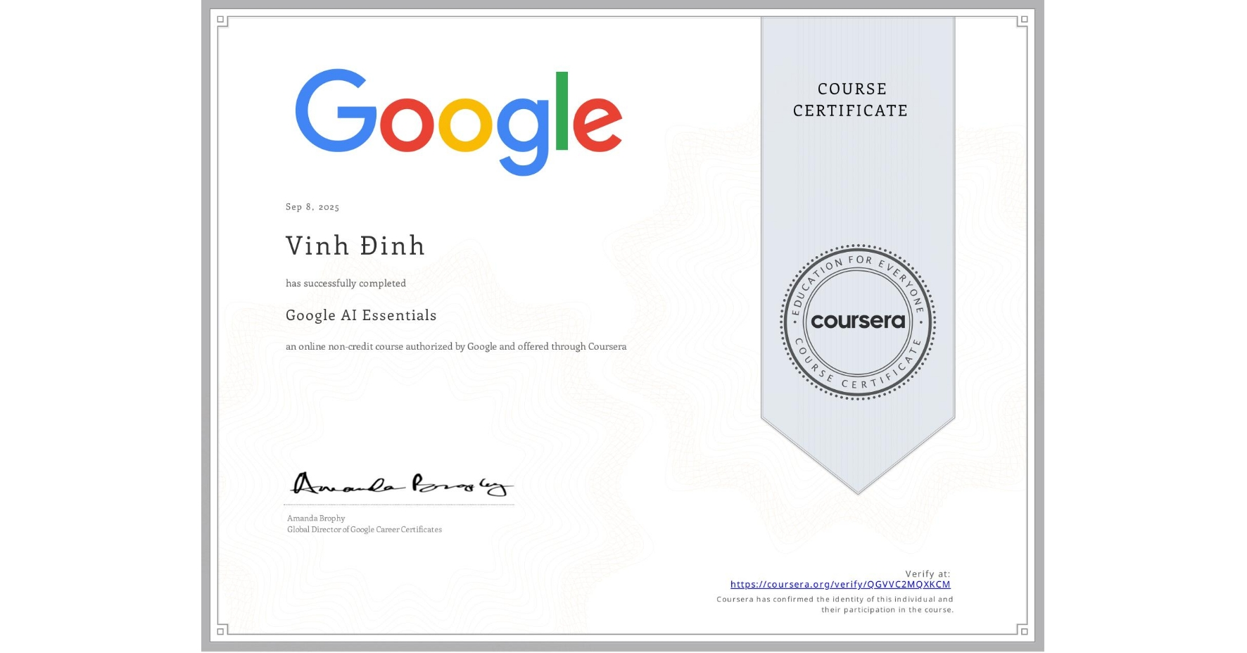 Google AI Certificate
